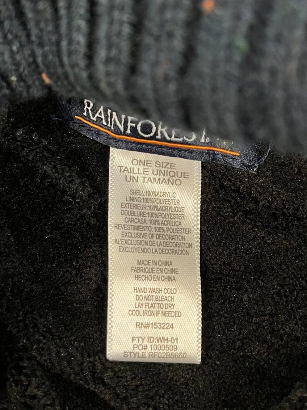 Rainforest Rib-Knit Fleck Beanie NWT Navy Blue Fleece Lined - Picture 4 of 4